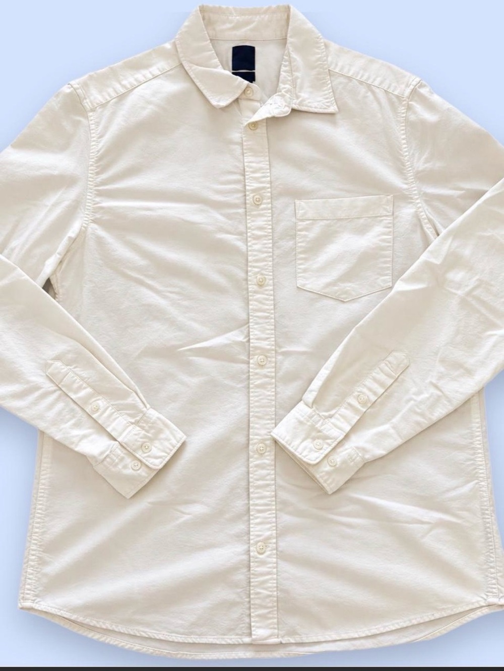 H&M Men’s Medium Regular Fit Heavyweight Cotton Button Down Shirt Off White